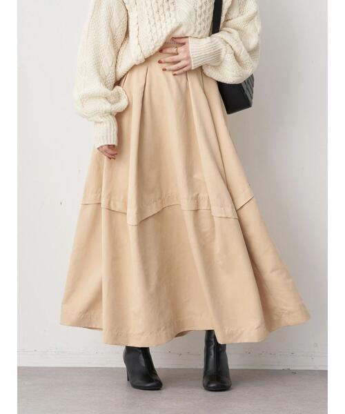 earth music&ecology(アースミュージックアンドエコロジー)の「タックボリュームスカート(スカート・レディース・ブラック/ベージュ/ブルーグリーン・M/S)」の14枚目の写真