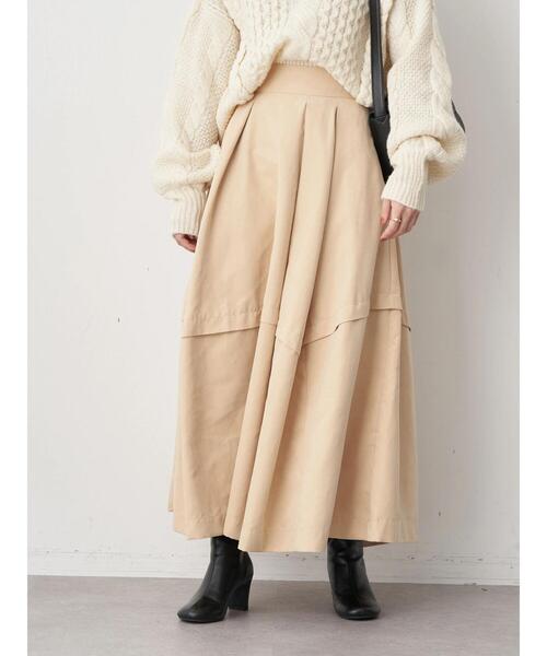 earth music&ecology(アースミュージックアンドエコロジー)の「タックボリュームスカート(スカート・レディース・ブラック/ベージュ/ブルーグリーン・M/S)」の15枚目の写真