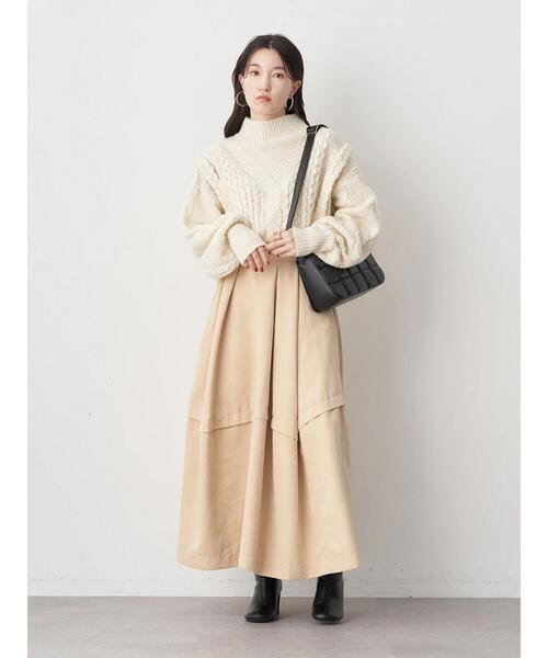 earth music&ecology(アースミュージックアンドエコロジー)の「タックボリュームスカート(スカート・レディース・ブラック/ベージュ/ブルーグリーン・M/S)」の16枚目の写真