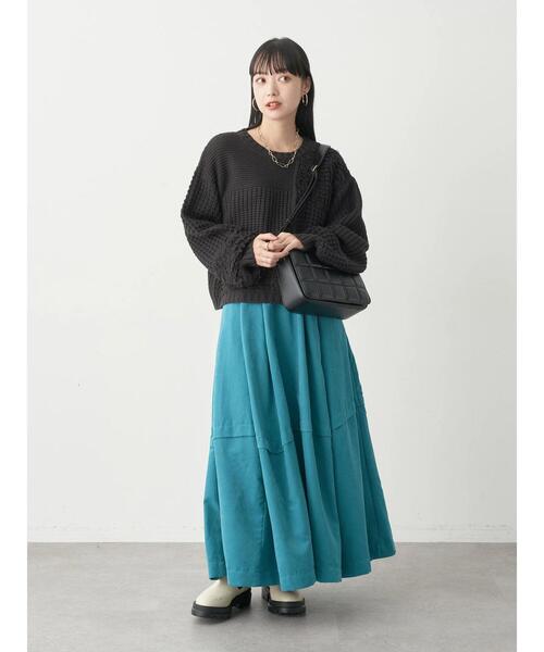 earth music&ecology(アースミュージックアンドエコロジー)の「タックボリュームスカート(スカート・レディース・ブラック/ベージュ/ブルーグリーン・M/S)」の22枚目の写真