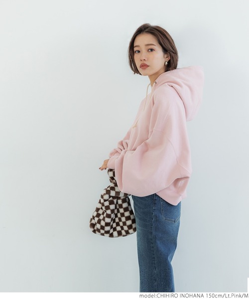 coca（coca）（コカ）の「ふあふあ裏起毛クロップドフーディ（パーカー・レディース・ライトピンク/ネイビー・M/L）」の11枚目の写真