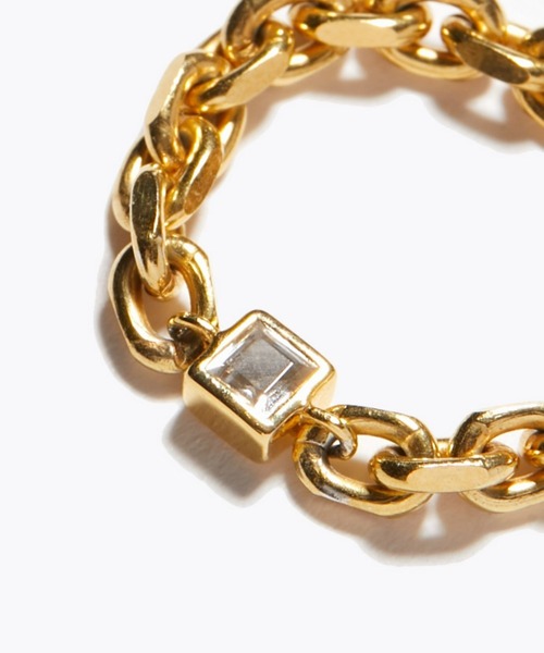 [eden] プリンセスカットホワイトトパーズ チェーン リング