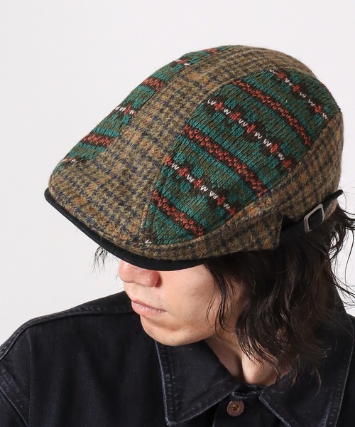 Sense of Grace(センスオブグレース)の「SENSE OF GRACE FAIR ISLE 4PT HUNTING ツイードハンチング(ハンチング/ベレー帽・メンズ・ブラック/ダークブラウン/ダークカーキ・FREE)」の1枚目の写真