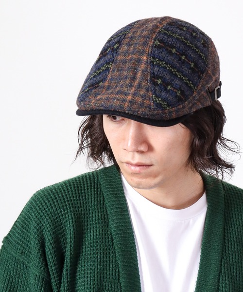 Sense of Grace(センスオブグレース)の「SENSE OF GRACE FAIR ISLE 4PT HUNTING ツイードハンチング(ハンチング/ベレー帽・メンズ・ブラック/ダークブラウン/ダークカーキ・FREE)」の2枚目の写真