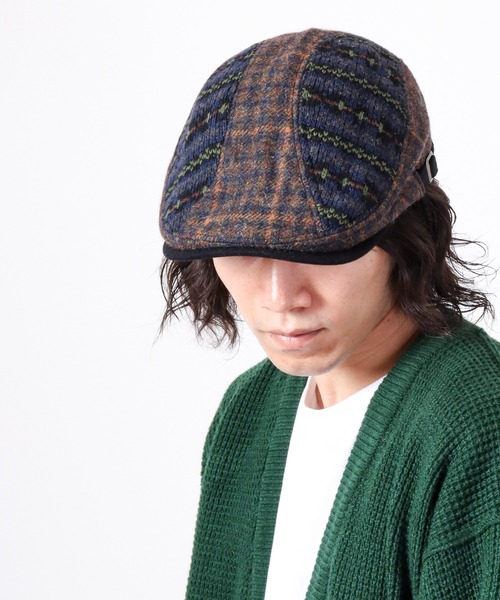 Sense of Grace(センスオブグレース)の「SENSE OF GRACE FAIR ISLE 4PT HUNTING ツイードハンチング(ハンチング/ベレー帽・メンズ・ブラック/ダークブラウン/ダークカーキ・FREE)」の6枚目の写真