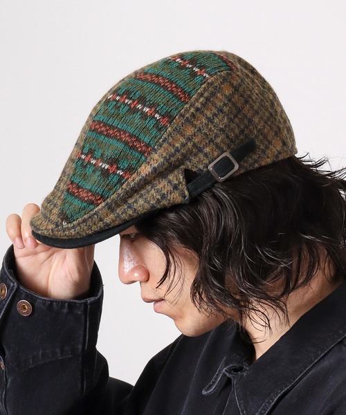 Sense of Grace(センスオブグレース)の「SENSE OF GRACE FAIR ISLE 4PT HUNTING ツイードハンチング(ハンチング/ベレー帽・メンズ・ブラック/ダークブラウン/ダークカーキ・FREE)」の4枚目の写真