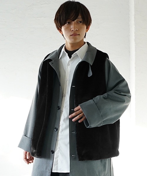 MinoriTY（マイノリティ）の「【MinoriTY】フェイクファーベスト ボアベスト オーバーサイズ ルーズサイズ メンズ 春服 冬服 レイヤードアイテム（ベスト・メンズ・ブラウン/ブラック・L/M）」の10枚目の写真