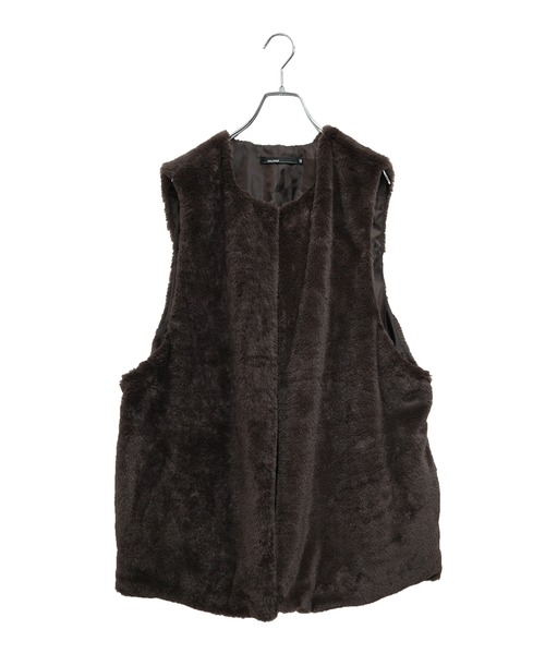 MinoriTY（マイノリティ）の「【MinoriTY】フェイクファーベスト ボアベスト オーバーサイズ ルーズサイズ メンズ 春服 冬服 レイヤードアイテム（ベスト・メンズ・ブラウン/ブラック・L/M）」の12枚目の写真