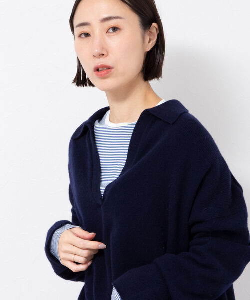 NOLLEY’S（ノーリーズ）の「ハイゲージ天竺/ボーダー・アシメロンT（Tシャツ/カットソー・レディース・ホワイト/ブルー系その他3/ホワイト系その他4・FREE）」の11枚目の写真