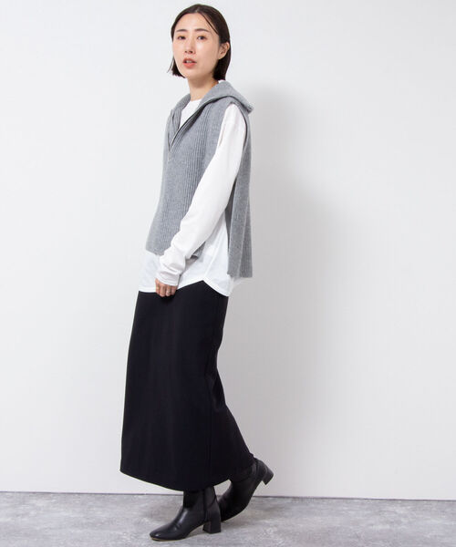 NOLLEY’S（ノーリーズ）の「ハイゲージ天竺/ボーダー・アシメロンT（Tシャツ/カットソー・レディース・ホワイト/ブルー系その他3/ホワイト系その他4・FREE）」の9枚目の写真