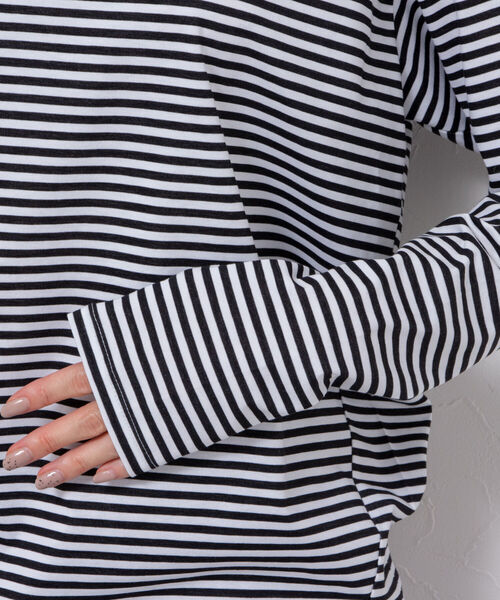 NOLLEY’S（ノーリーズ）の「ハイゲージ天竺/ボーダー・アシメロンT（Tシャツ/カットソー・レディース・ホワイト/ブルー系その他3/ホワイト系その他4・FREE）」の10枚目の写真