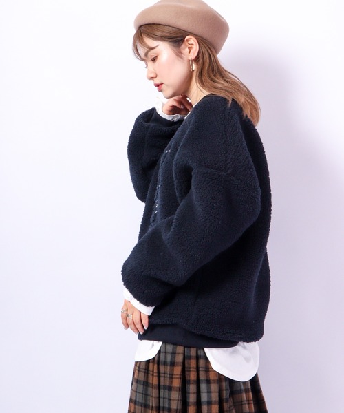 ハローキティ モノクロ トレーナー スウェット ボア ブラック