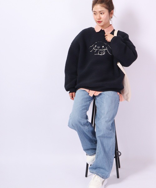 ハローキティ モノクロ トレーナー スウェット ボア ブラック