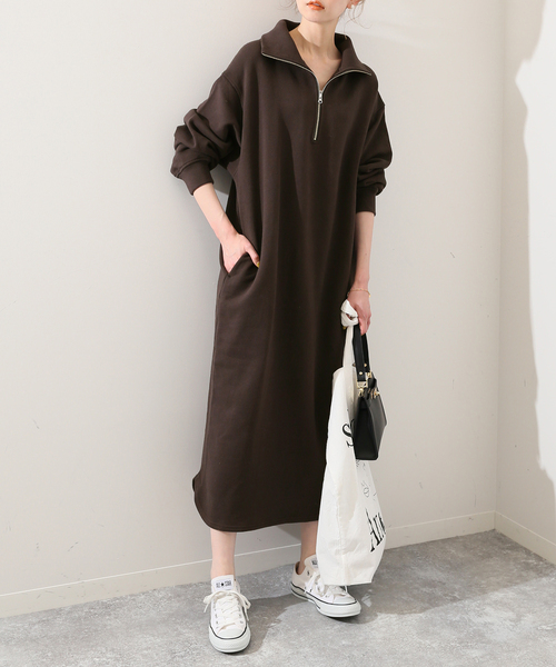 SLOBE IENA（スローブイエナ）の「《追加》裏毛ハーフZIPワンピース