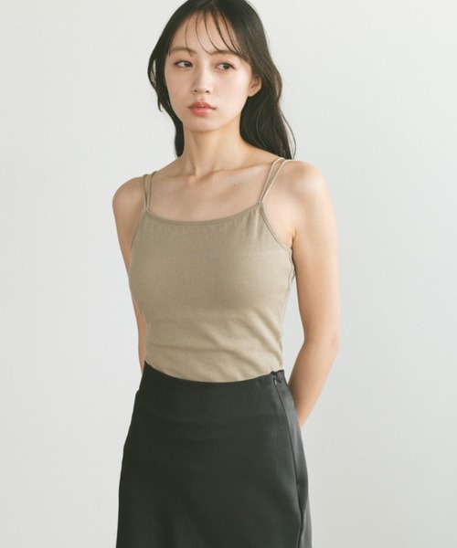 VANNIE U(ヴァニーユー)の「カップ付きダブルキャミソール(キャミソール・レディース・アイボリー/ブラック/ブラウン/グリーン/ブルー/グレイッシュベージュ・FREE)」の20枚目の写真