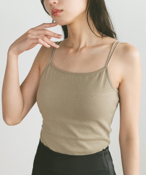 VANNIE U(ヴァニーユー)の「カップ付きダブルキャミソール(キャミソール・レディース・アイボリー/ブラック/ブラウン/グリーン/ブルー/グレイッシュベージュ・FREE)」の8枚目の写真
