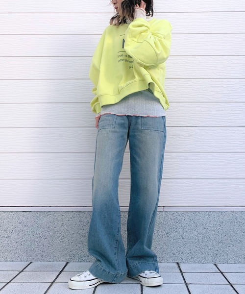 Q(キュー)の「ふんわりテレコタートル(Tシャツ/カットソー・レディース・ネイビー/オレンジ/アイボリー・MEDIUM)」の12枚目の写真