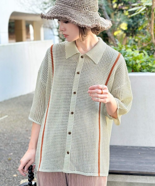 Java（ジャバ）の「《JaVaジャバ コラボ》レトロヴィンテージ。メッシュ編みニットポロカーディガン（カーディガン/ボレロ・メンズ・ブラック/ブラウン/ホワイト・LARGE/MEDIUM/SMALL/X-LARGE）」の4枚目の写真