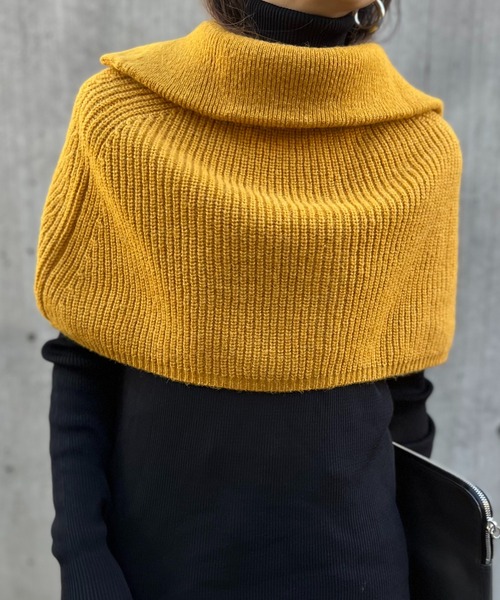 mi via loca（ミヴィアロカ）の「ウール混 カラーニットハイネックスヌード（ネックウォーマー/スヌード・レディース・ピンク/オレンジ/グレー/マスタード/ブルー・FREE）」の9枚目の写真