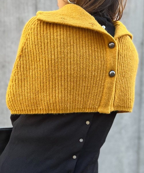 mi via loca（ミヴィアロカ）の「ウール混 カラーニットハイネックスヌード（ネックウォーマー/スヌード・レディース・ピンク/オレンジ/グレー/マスタード/ブルー・FREE）」の8枚目の写真