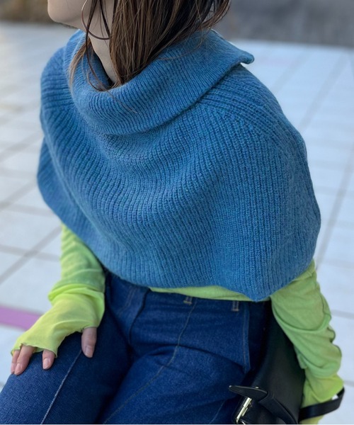 mi via loca（ミヴィアロカ）の「ウール混 カラーニットハイネックスヌード（ネックウォーマー/スヌード・レディース・ピンク/オレンジ/グレー/マスタード/ブルー・FREE）」の20枚目の写真