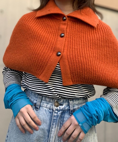 mi via loca（ミヴィアロカ）の「ウール混 カラーニットハイネックスヌード（ネックウォーマー/スヌード・レディース・ピンク/オレンジ/グレー/マスタード/ブルー・FREE）」の21枚目の写真