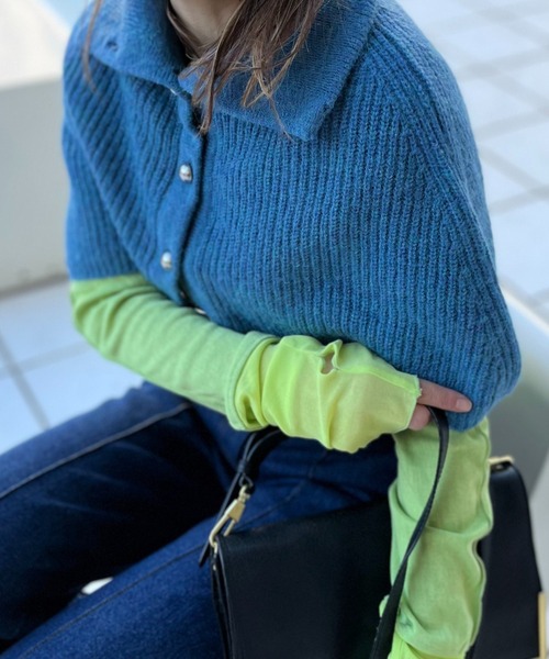 mi via loca（ミヴィアロカ）の「ウール混 カラーニットハイネックスヌード（ネックウォーマー/スヌード・レディース・ピンク/オレンジ/グレー/マスタード/ブルー・FREE）」の16枚目の写真