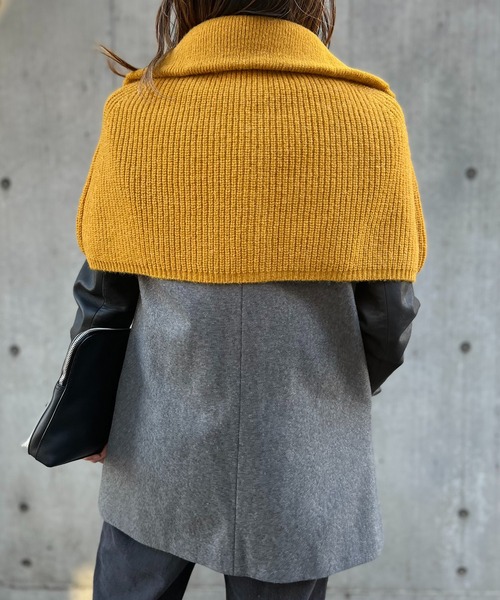 mi via loca（ミヴィアロカ）の「ウール混 カラーニットハイネックスヌード（ネックウォーマー/スヌード・レディース・ピンク/オレンジ/グレー/マスタード/ブルー・FREE）」の7枚目の写真