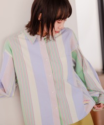 niko and... | コットンマルチストライプワイドシャツ(シャツ/ブラウス)