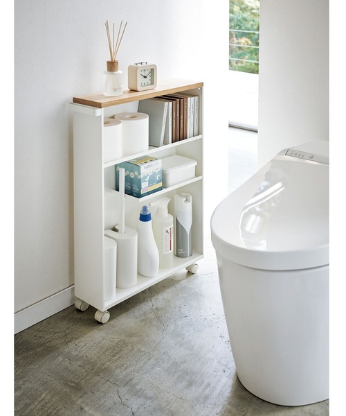 tower(タワー)の「【tower】 ハンドル付きスリムトイレラック(掃除グッズ・レディース・ホワイト/ブラック・フリー)」の1枚目の写真