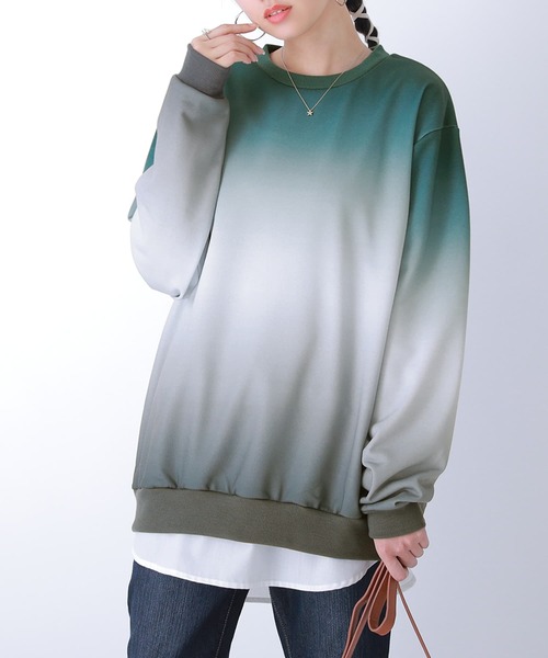 osharewalker（オシャレウォーカー）の「【廃盤】『グラデーションプリントスウェット』（スウェット・レディース・グリーン/ボルドー・1/2）」の14枚目の写真