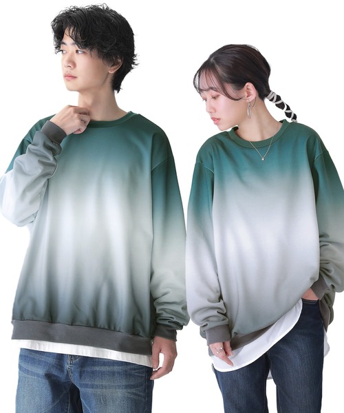 osharewalker（オシャレウォーカー）の「【廃盤】『グラデーションプリントスウェット』（スウェット・レディース・グリーン/ボルドー・1/2）」の3枚目の写真