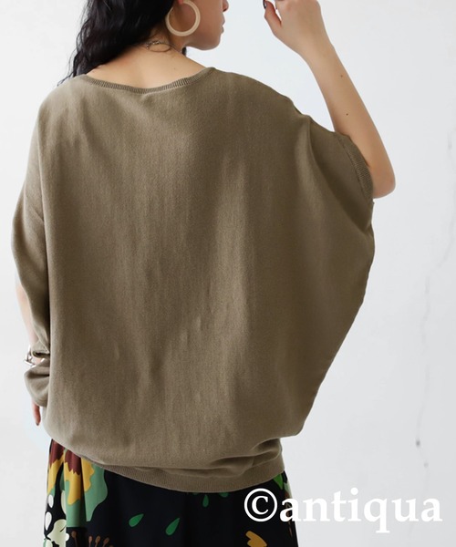 antiqua（アンティカ）の「綿100%ドルマンボートネックニット（Tシャツ/カットソー・レディース・ブルー/ピンク/カーキ/ホワイト系その他/ブラック・FREE）」の19枚目の写真