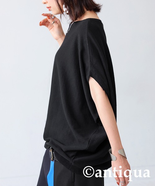 antiqua（アンティカ）の「綿100%ドルマンボートネックニット（Tシャツ/カットソー・レディース・ブルー/ピンク/カーキ/ホワイト系その他/ブラック・FREE）」の15枚目の写真