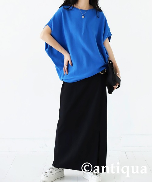 antiqua（アンティカ）の「綿100%ドルマンボートネックニット（Tシャツ/カットソー・レディース・ブルー/ピンク/カーキ/ホワイト系その他/ブラック・FREE）」の22枚目の写真