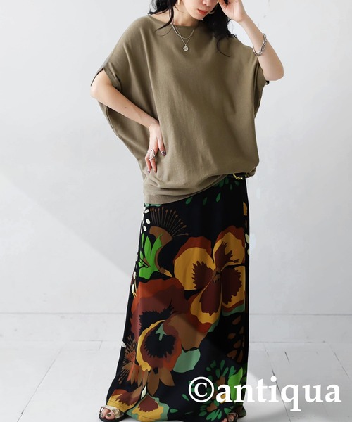 antiqua（アンティカ）の「綿100%ドルマンボートネックニット（Tシャツ/カットソー・レディース・ブルー/ピンク/カーキ/ホワイト系その他/ブラック・FREE）」の17枚目の写真