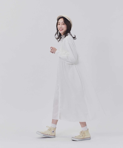 HONEYSUCKLE ROSE(ハニーサックルローズ)の「【HONEYSUCKLE ROSE】長袖ギャザーワンピース(シャツ/ブラウス・レディース・ホワイト/ブラック・M/L)」の8枚目の写真