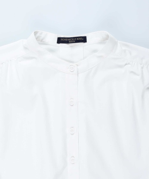 HONEYSUCKLE ROSE(ハニーサックルローズ)の「【HONEYSUCKLE ROSE】長袖ギャザーワンピース(シャツ/ブラウス・レディース・ホワイト/ブラック・M/L)」の4枚目の写真