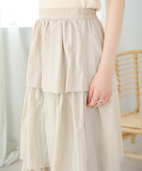 Bab（バブ）の「タフタティアードスカート（スカート・レディース・サンドベージュ/ブラック・M）」の20枚目の写真