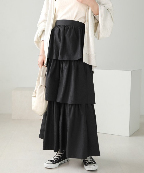 Bab（バブ）の「タフタティアードスカート（スカート・レディース・サンドベージュ/ブラック・M）」の9枚目の写真