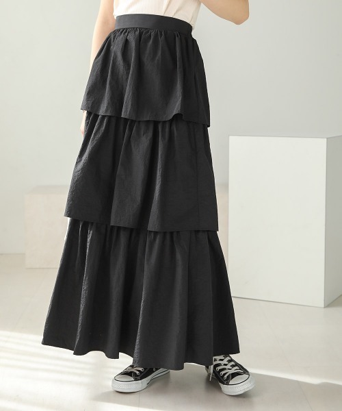 Bab（バブ）の「タフタティアードスカート（スカート・レディース・サンドベージュ/ブラック・M）」の15枚目の写真