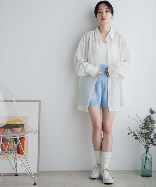 WEGO(ウィゴー)の「WEGO/【セットアップ対応商品】クリンクルイージーショートパンツ(スラックス・レディース・イエロー/ブラック/サックスブルー/オフホワイト・FREE)」の7枚目の写真