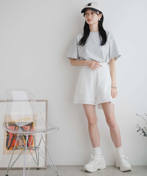 WEGO(ウィゴー)の「WEGO/【セットアップ対応商品】クリンクルイージーショートパンツ(スラックス・レディース・イエロー/ブラック/サックスブルー/オフホワイト・FREE)」の11枚目の写真