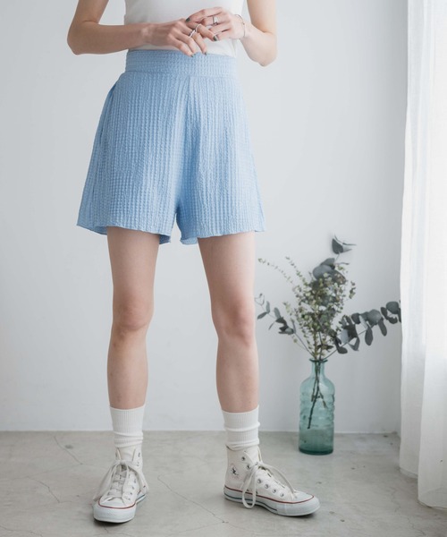 WEGO(ウィゴー)の「WEGO/【セットアップ対応商品】クリンクルイージーショートパンツ(スラックス・レディース・イエロー/ブラック/サックスブルー/オフホワイト・FREE)」の16枚目の写真