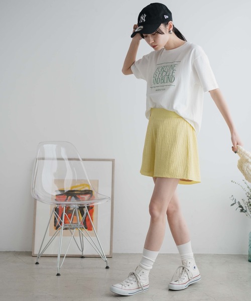 WEGO(ウィゴー)の「WEGO/【セットアップ対応商品】クリンクルイージーショートパンツ(スラックス・レディース・イエロー/ブラック/サックスブルー/オフホワイト・FREE)」の21枚目の写真