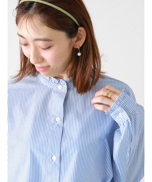 Lugnoncure（ルノンキュール）の「TCブロードフリル衿前後2WAYブラウス（シャツ/ブラウス・レディース・ブルー/サックスブルー/オフホワイト/ブラック・ﾌﾘ-）」の4枚目の写真