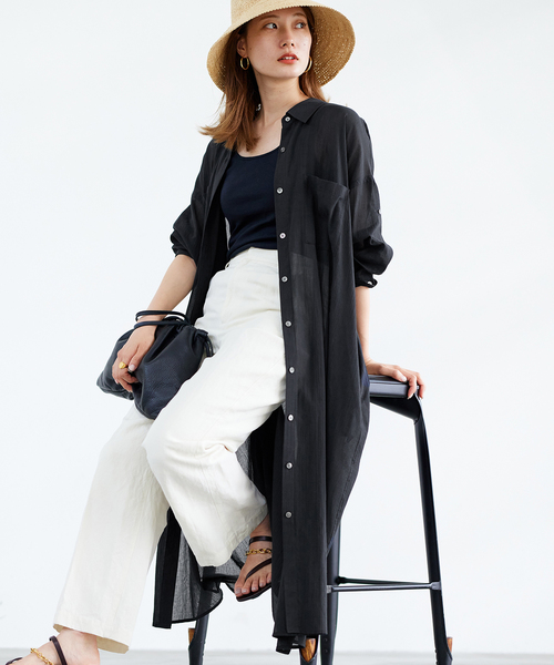 FRAMeWORK（フレームワーク）の「タブスリーブシャツワンピース（シャツワンピース・レディース・ブラック/マスタード・38/36）」の8枚目の写真