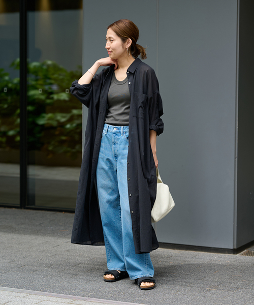 FRAMeWORK（フレームワーク）の「タブスリーブシャツワンピース（シャツワンピース・レディース・ブラック/マスタード・38/36）」の10枚目の写真