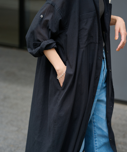 FRAMeWORK（フレームワーク）の「タブスリーブシャツワンピース（シャツワンピース・レディース・ブラック/マスタード・38/36）」の16枚目の写真