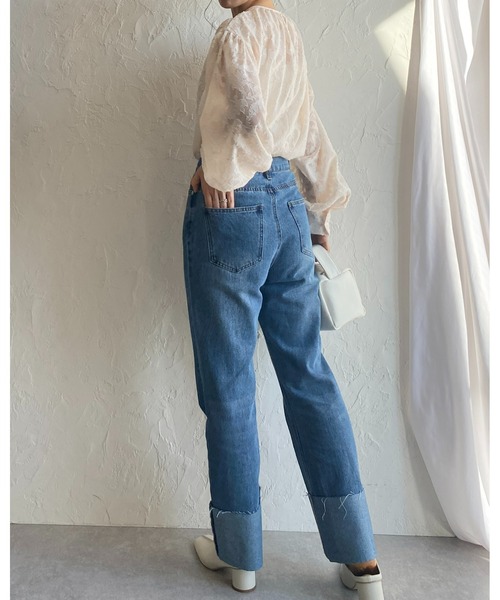 She's Closet(シーズクローゼット)の「ボリュームスリーブ長袖花柄シアージャガードブラウス(シャツ/ブラウス・レディース・アイボリー/ブラック/パープル・FREE)」の5枚目の写真